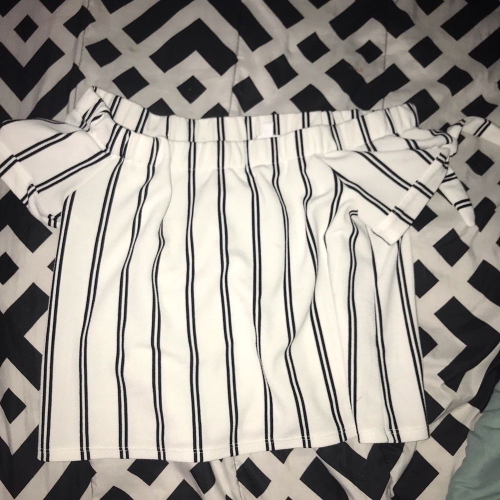 striped off the shoulder top